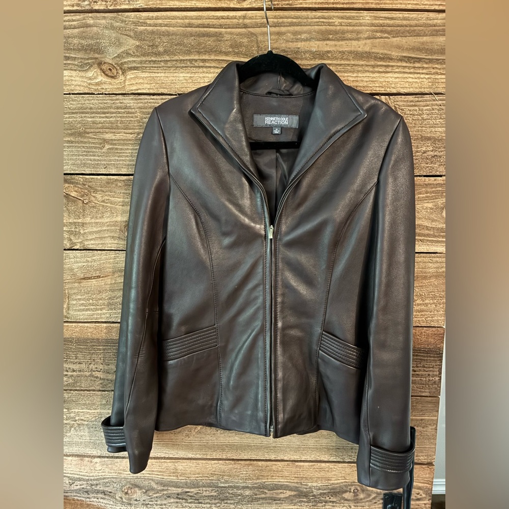 Kenneth Cole Reaction Brown Leather Jacket